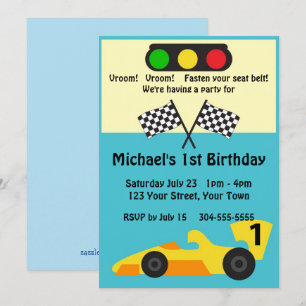 Race Car Birthday Party Invitation