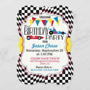 Race Car Birthday Party Invitation Card