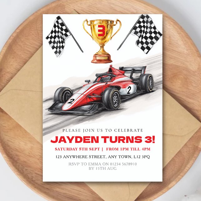 Race Car Birthday Party Invitation for Kids (Creator Uploaded)