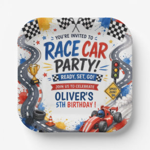 Race Car Birthday Party Personalised Racing Paper Plate