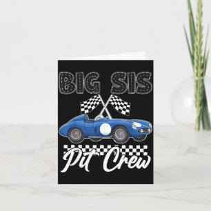 Race car birthday party racing family big sis pit card
