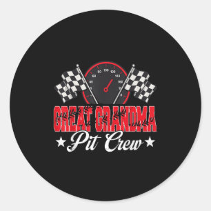 Race Car Birthday Party Racing Family Great Grandm Classic Round Sticker