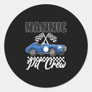 Race car birthday party racing family nannie pit classic round sticker