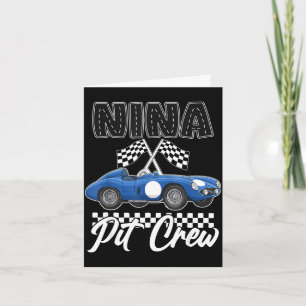 Race car birthday party racing family nina pit card