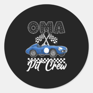Race car birthday party racing family oma pit crew classic round sticker
