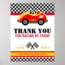 Race car birthday party signage