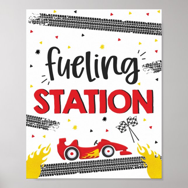 Race Car Birthday Party Two Fast Fuelling Station Poster (Front)