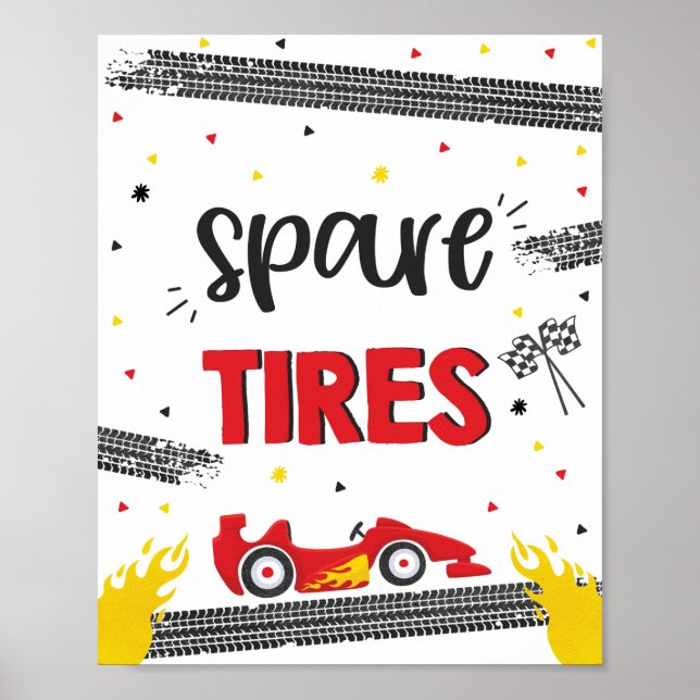 Race Car Birthday Party Two Fast Spare Tires  Poster (Front)