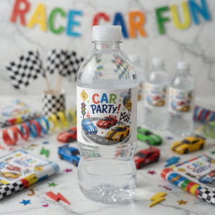 Race Car Birthday Personalised Party Water Bottle Label