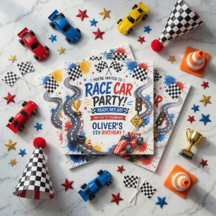 Race Car Birthday   Personalised Racing Party Napkin