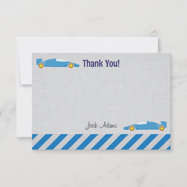Race Car Birthday Thank You Card (Front)