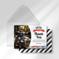 Race Car Birthday Thank You Card with Photo