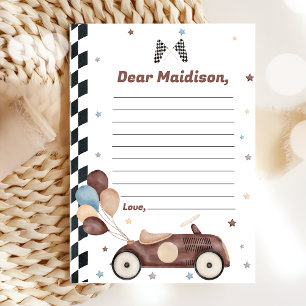 Race Car Birthday Time Capsule Note Card