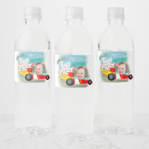 Race Car Birthday two fast Water Bottle Label