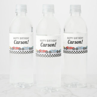 Race Car Birthday Water Bottle Label