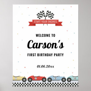 Race Car Birthday Welcome Sign