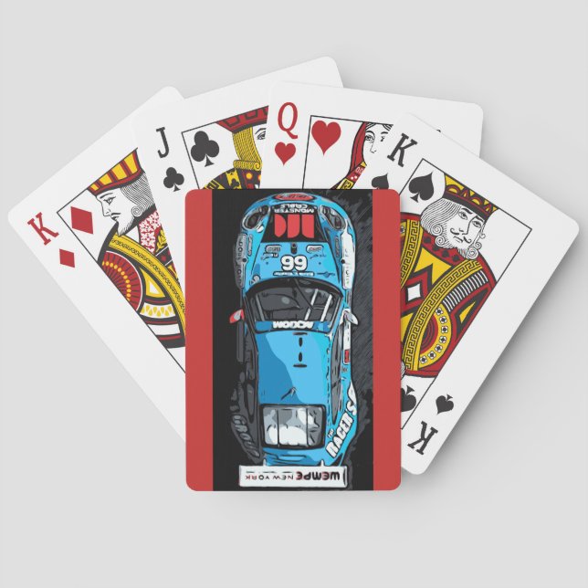 RACE CAR - Blue Playing Cards (Back)