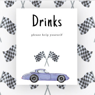 Race car boy baby shower Drinks Poster