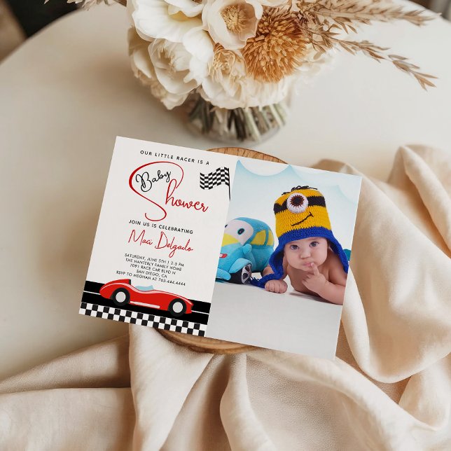Race Car Boy Baby Shower |Fast and Fun Baby Photo  Invitation (Creator Uploaded)
