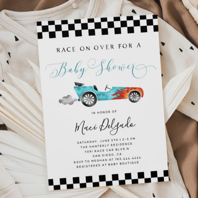 Race Car Boy Baby Shower Invitation (Creator Uploaded)