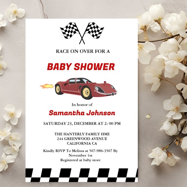  Race Car Boy Baby Shower Invitation (Creator Uploaded)