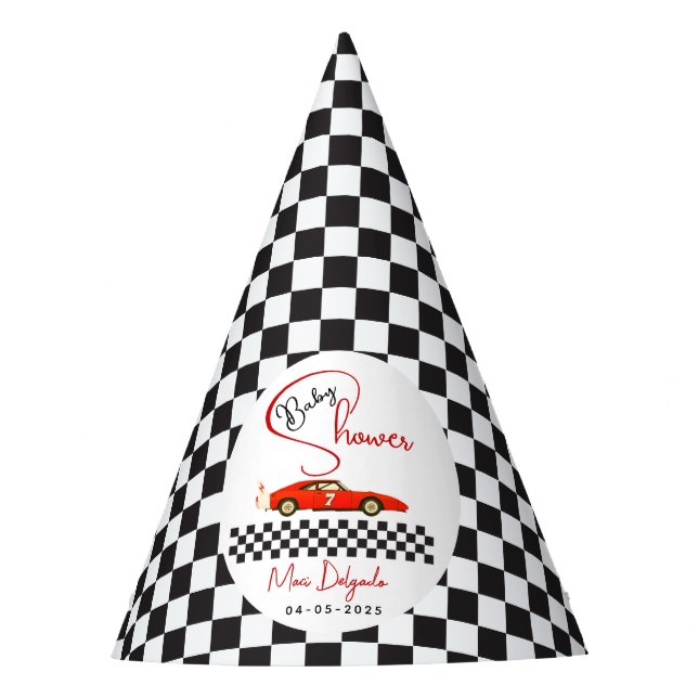 Race Car Boy Baby Shower | Little Racer Party Party Hat (Front)