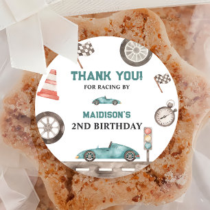  Race Car Boy Birthday Party Classic Round Sticker