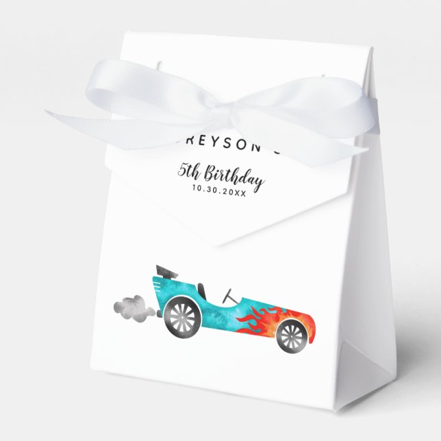 Race Car Boy Birthday Party Favour Box (Front Side)