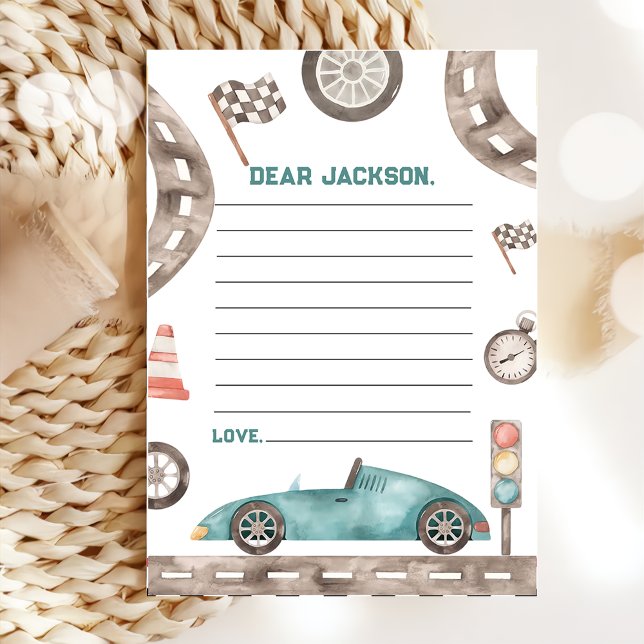 Race Car Boy Birthday Time Capsule Note Card (Creator Uploaded)