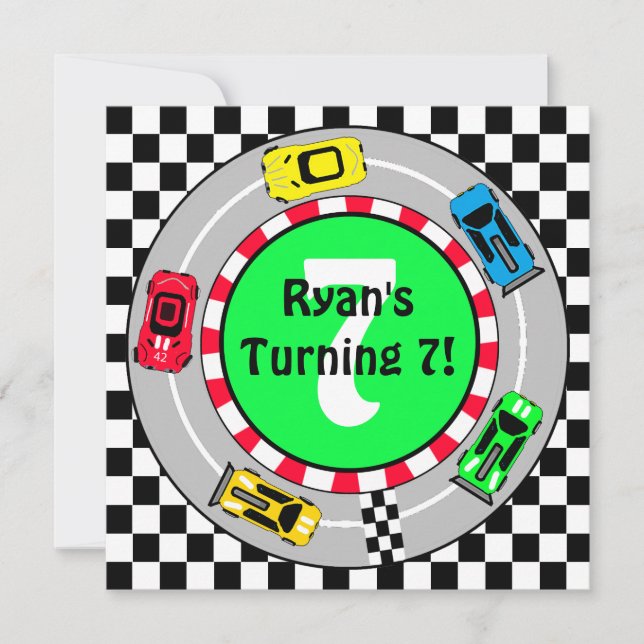 Race Car Boy's Birthday Invitation (Front)