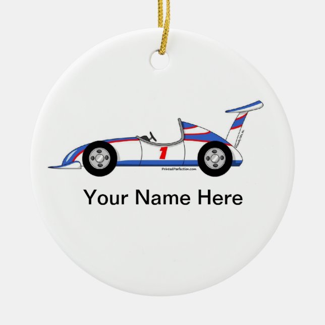 Race Car Ceramic Tree Decoration (Front)