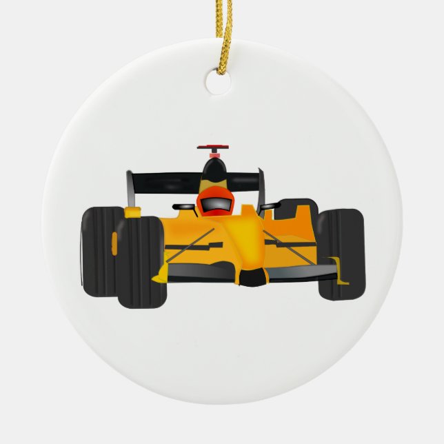 race-car ceramic tree decoration (Front)
