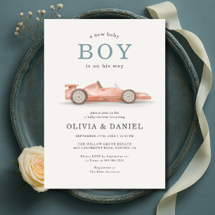 Race Car Couples Baby Shower Invitation