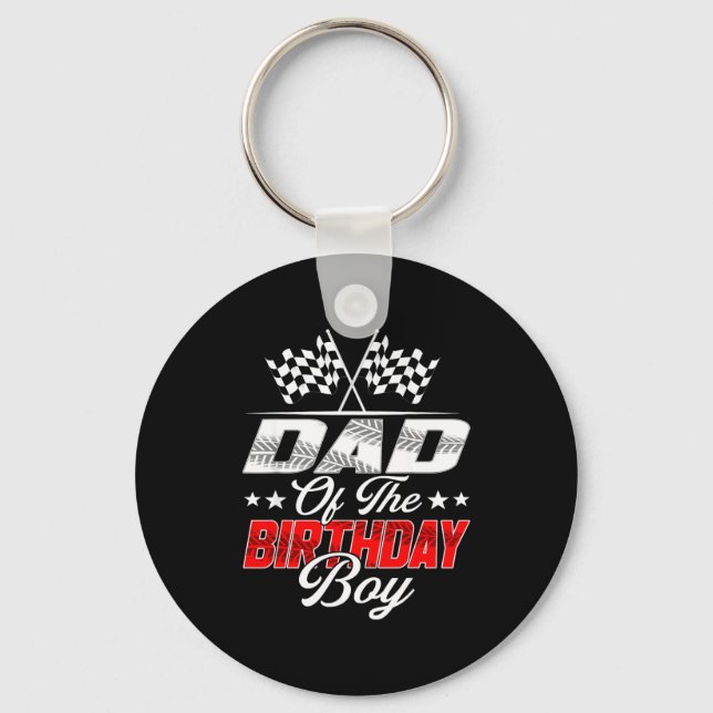 Race Car Dad Of The Birthday Boy Racing Family T C Key Ring (Front)