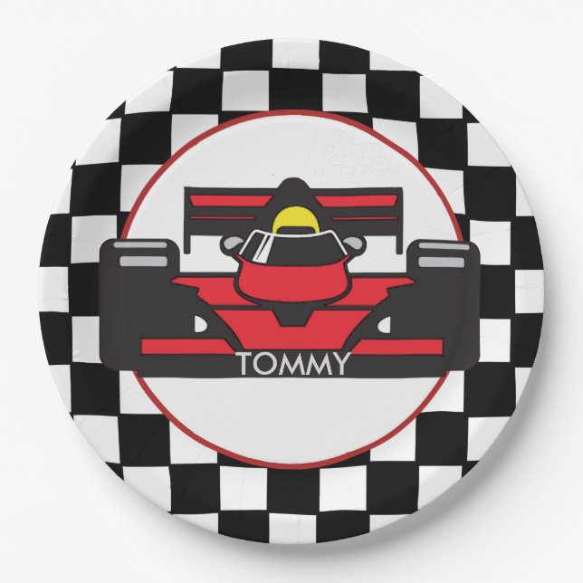 Race Car Design Paper Party Plate (Front)