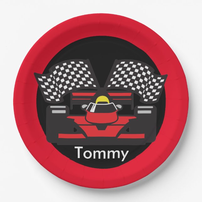 Race Car Design Paper Party Plate (Front)