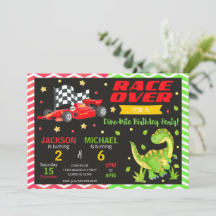 Race Car & Dinosaur Joint Birthday Invitation