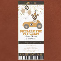 Race Car Dog Boys 2nd Birthday Party Ticket Invite
