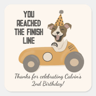 Race Car Dog Boys Birthday Party  Square Sticker