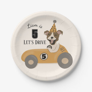 Race Car Dog Boys Fifth Birthday Party  Paper Plate