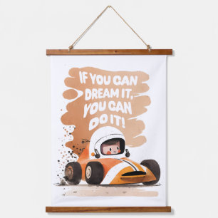 Race Car dreams Hanging Tapestry