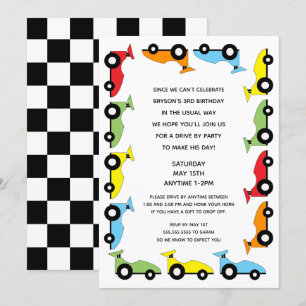 Race Car Drive By Birthday Party Invitation