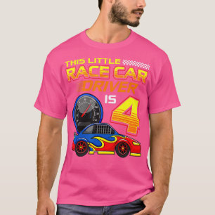 Race Car Driver 4th Birthday 4 Years Old Toddler B T-Shirt
