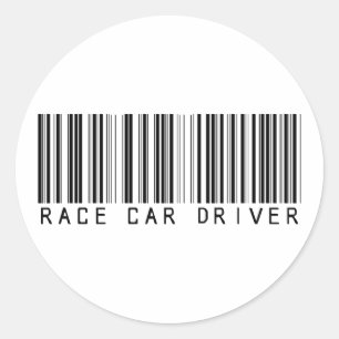 Race Car Driver Bar Code Classic Round Sticker