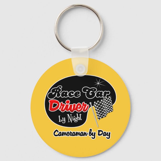 Race Car Driver by Night Cameraman by Day Key Ring (Front)