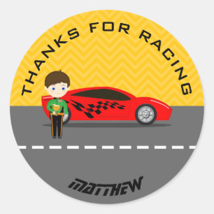 Race Car Driver Classic Round Sticker