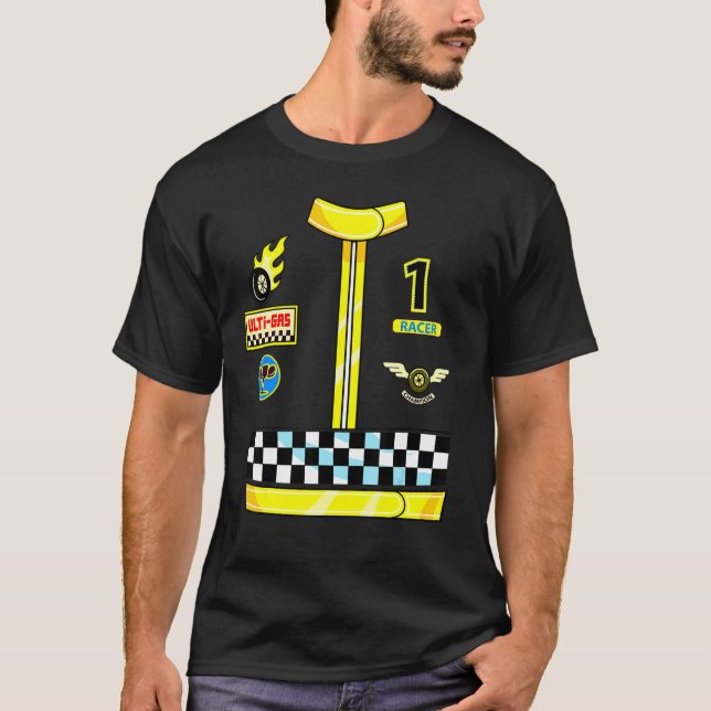 Race Car Driver Costume Men Women Birthday Hallowe T-Shirt (Front)