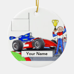 Race Car Driver, Indy - Male Ceramic Tree Decoration