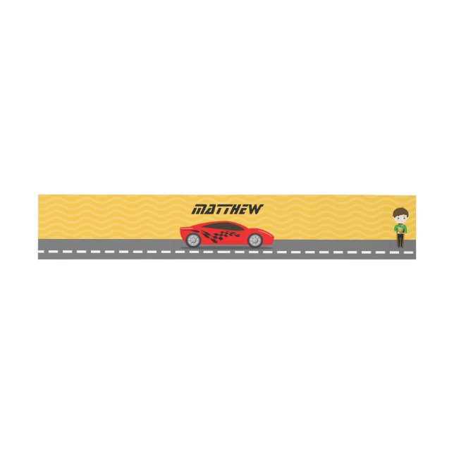 Race Car Driver Invitation Belly Band (Flat)
