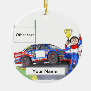 Race Car Driver, Stock - Female Ceramic Tree Decoration